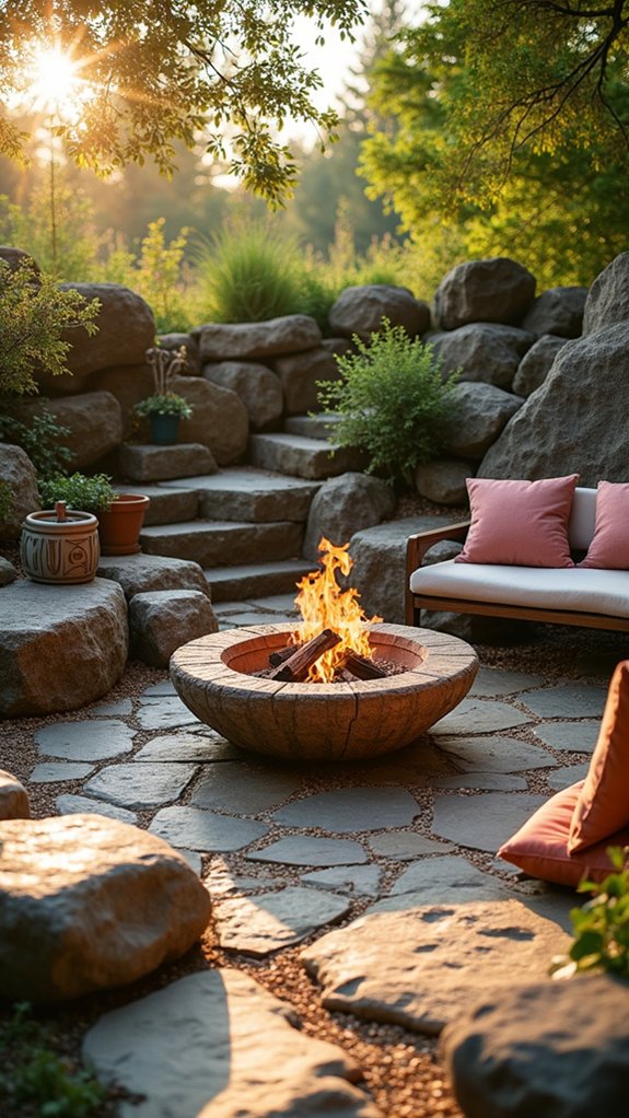 cozy fire pit ambiance