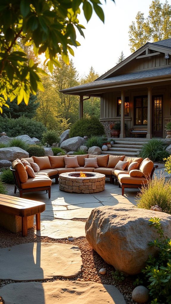 cozy granite fire pit