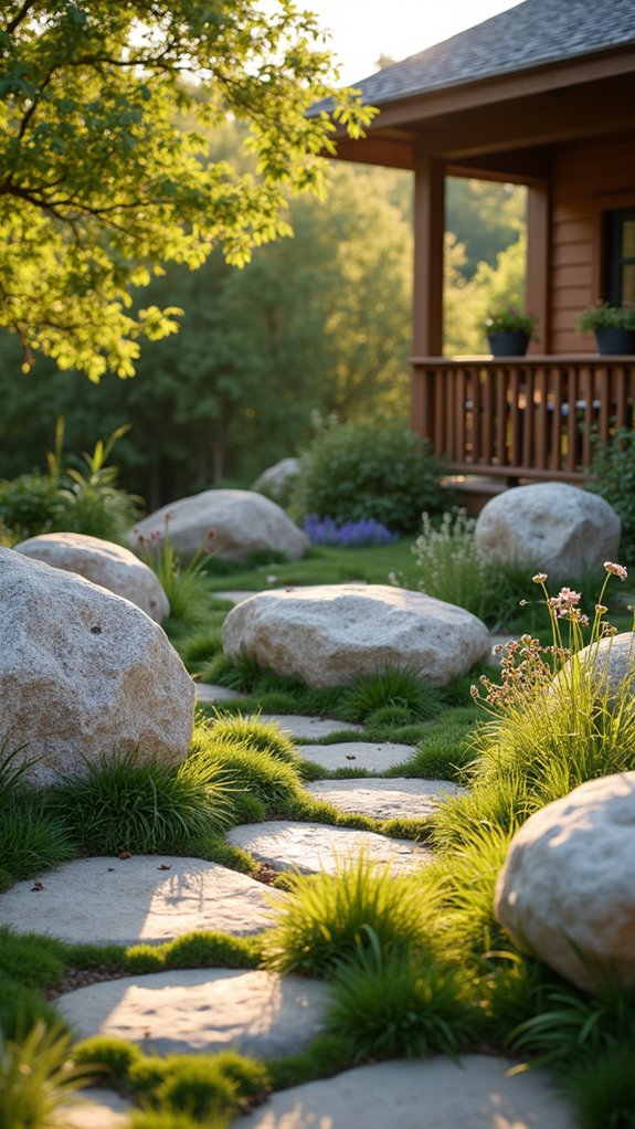 cozy natural boulder seating
