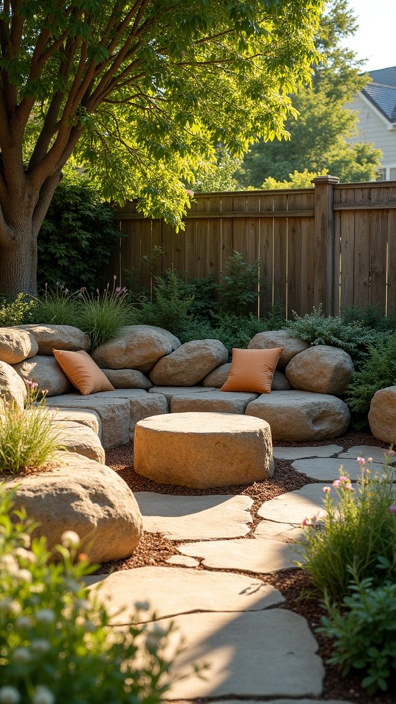 cozy natural stone seating