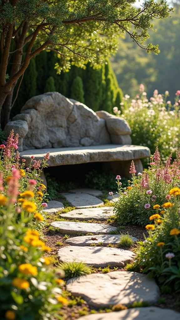 cozy natural stone seating