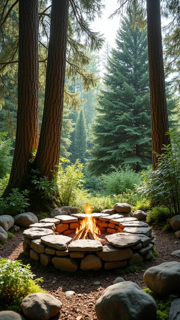 cozy stone fire pit ambiance