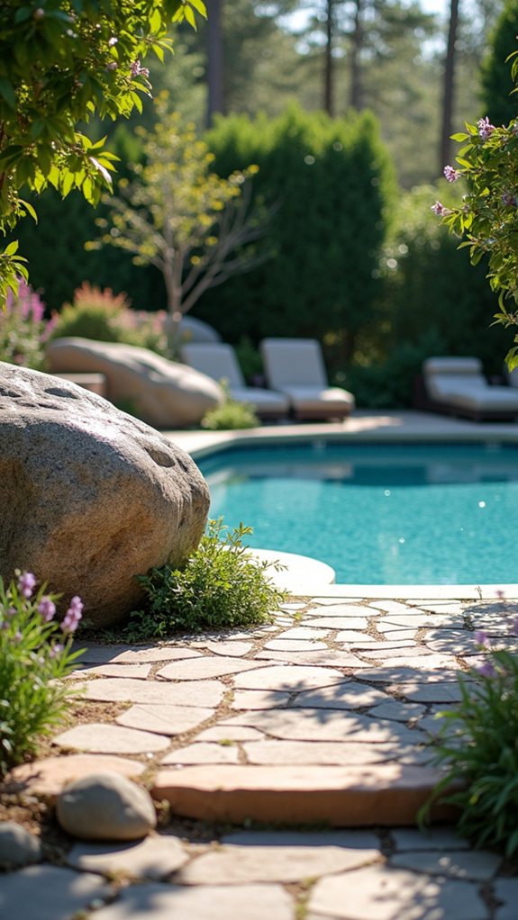 elegant granite pool features