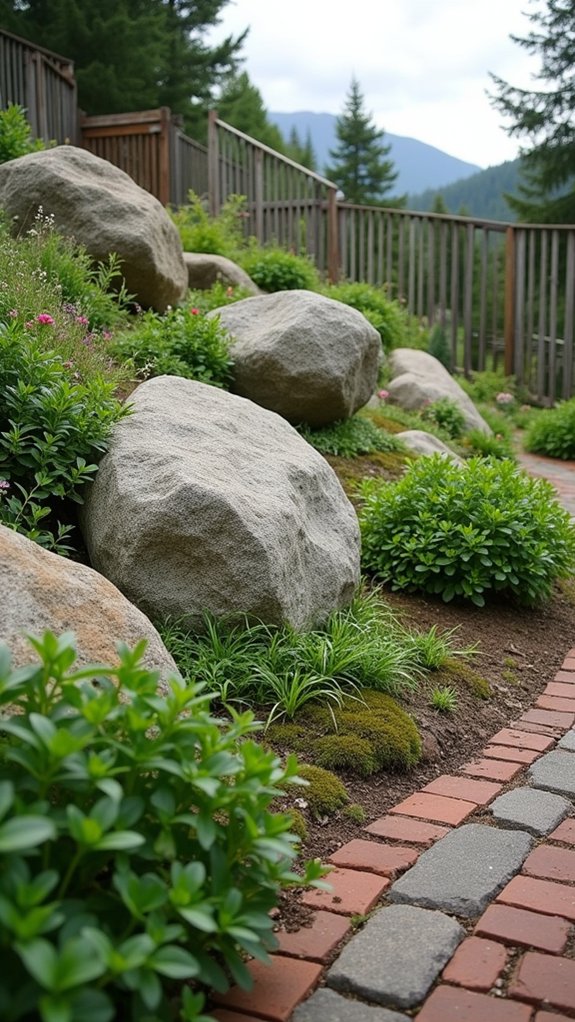 enhancing boulders with ground cover