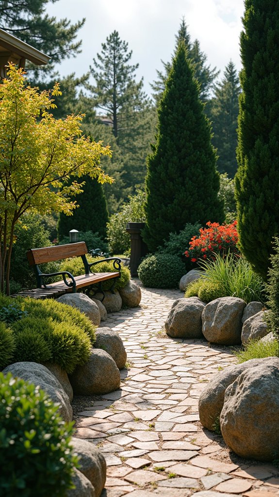 evergreens and rocks harmony