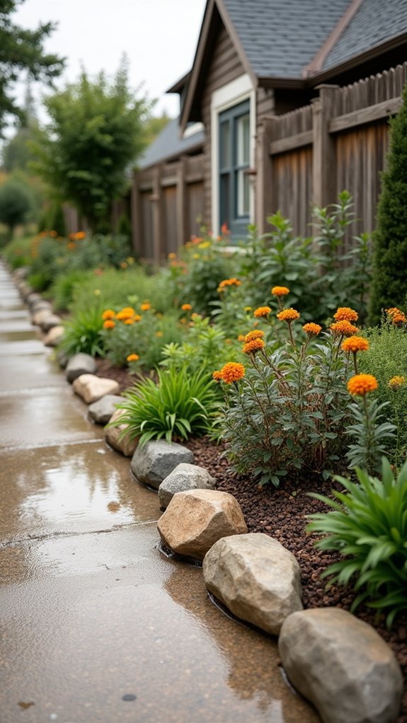 granite edging enhances gardens