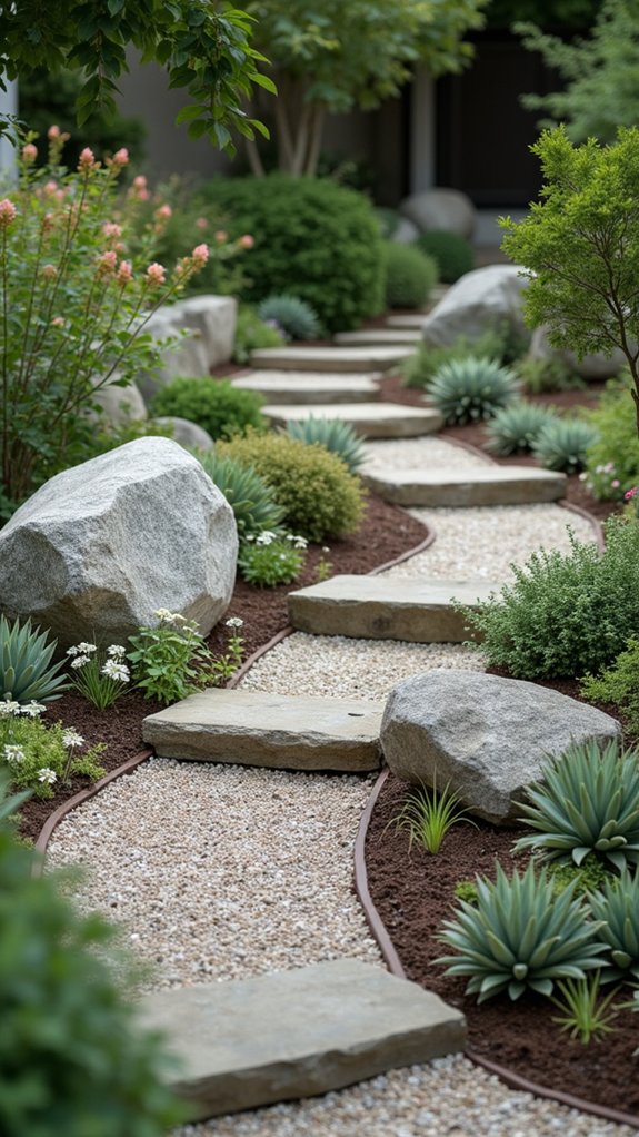 granite enhances rock garden