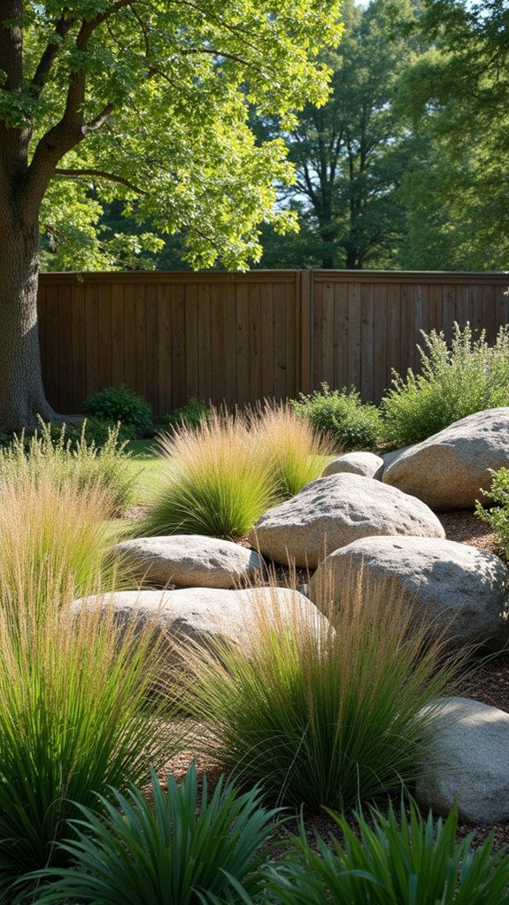 grasses and boulders contrast beautifully