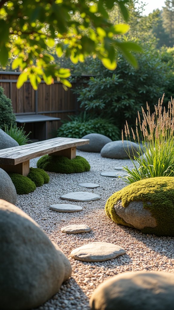 gravel enhances boulder garden