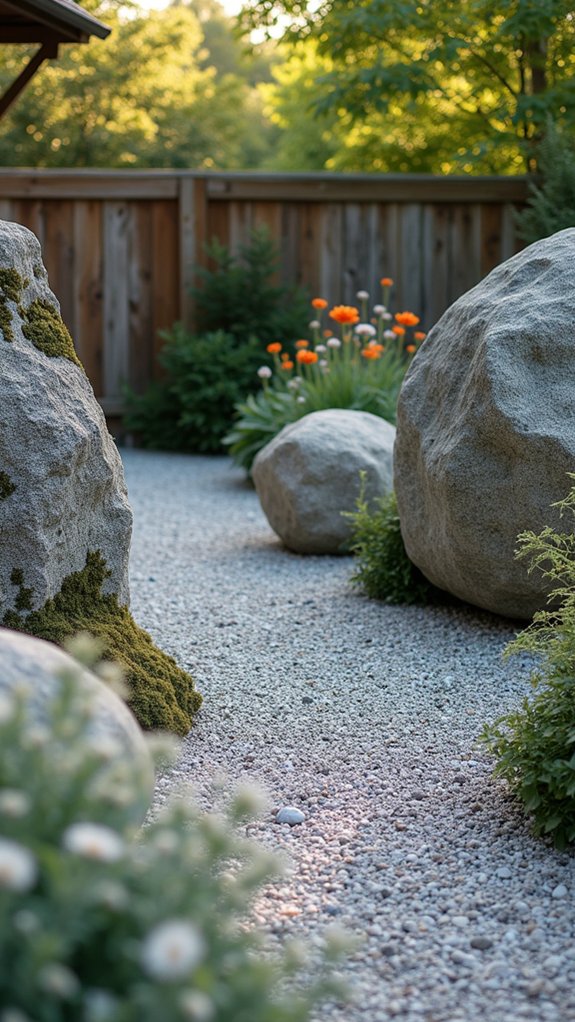 gravel enhances boulder sculptures