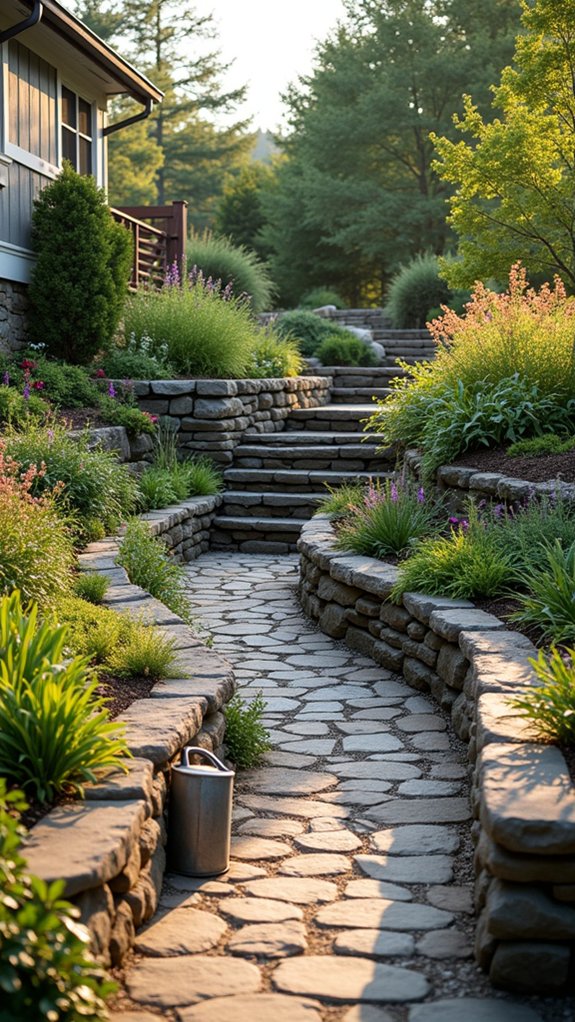 multi tiered boulder garden design