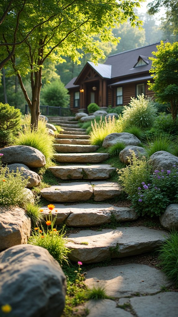 multi tiered boulder steps design