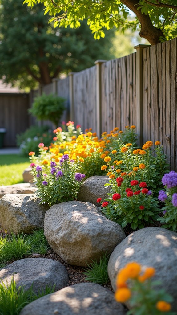 native plants and boulders