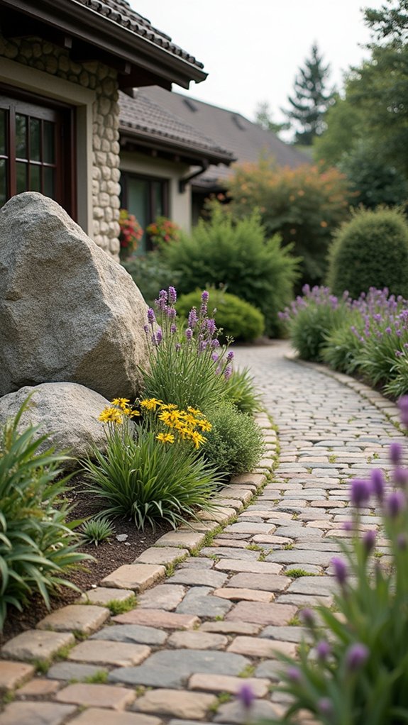 native plants and boulders