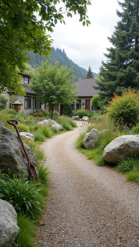 natural boulder driveway design