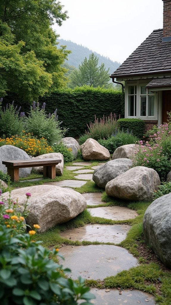 natural boulder seating area