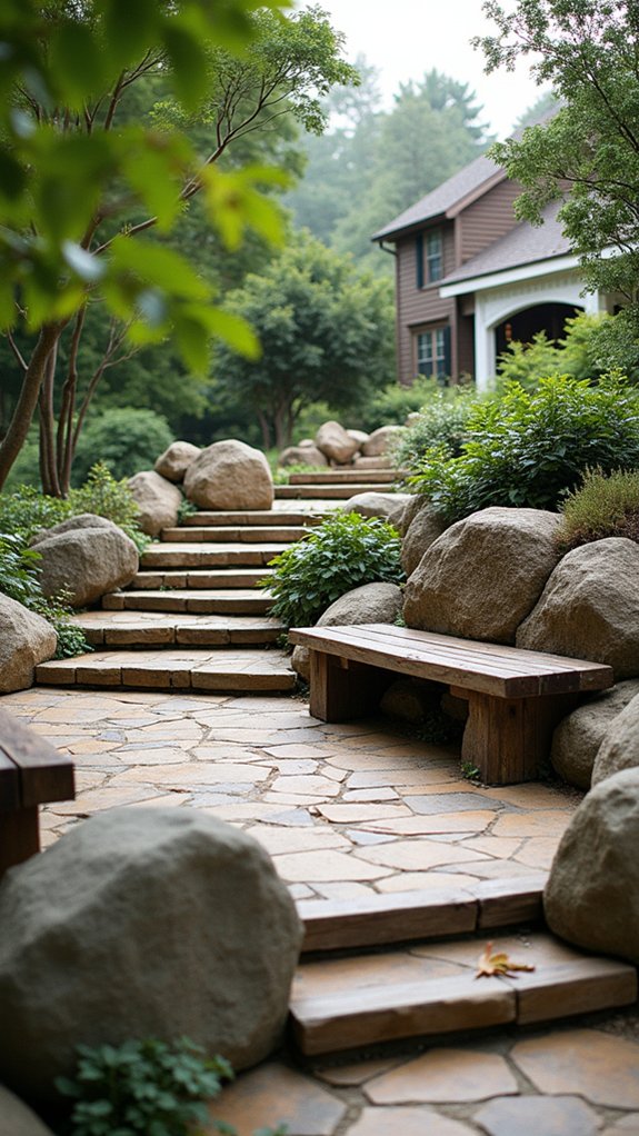 natural boulder seating area