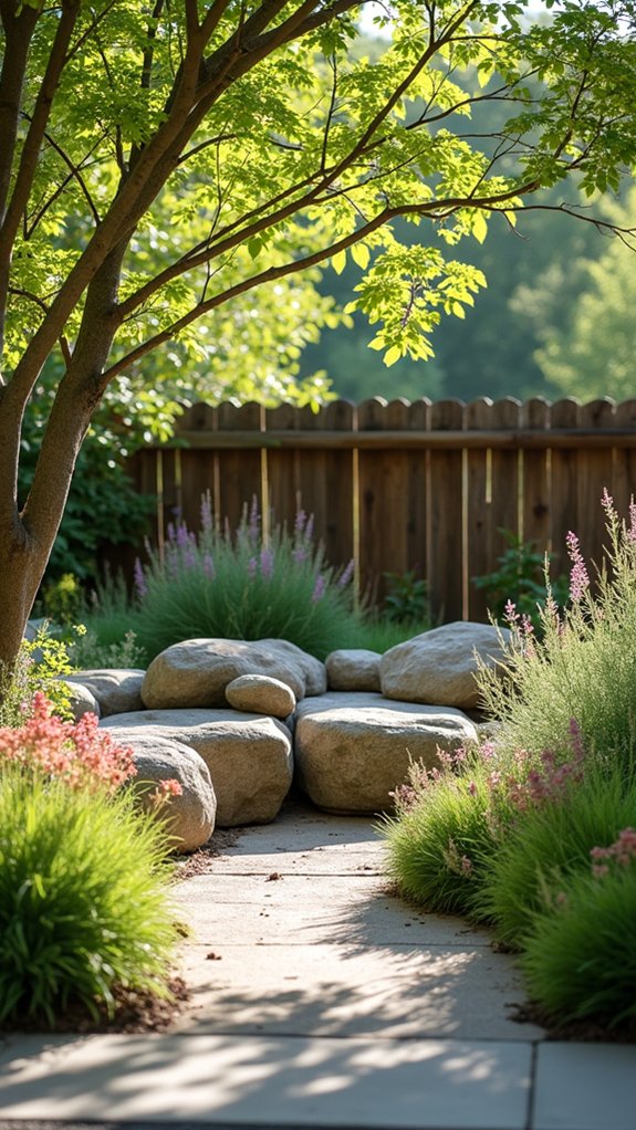 natural boulder seating areas