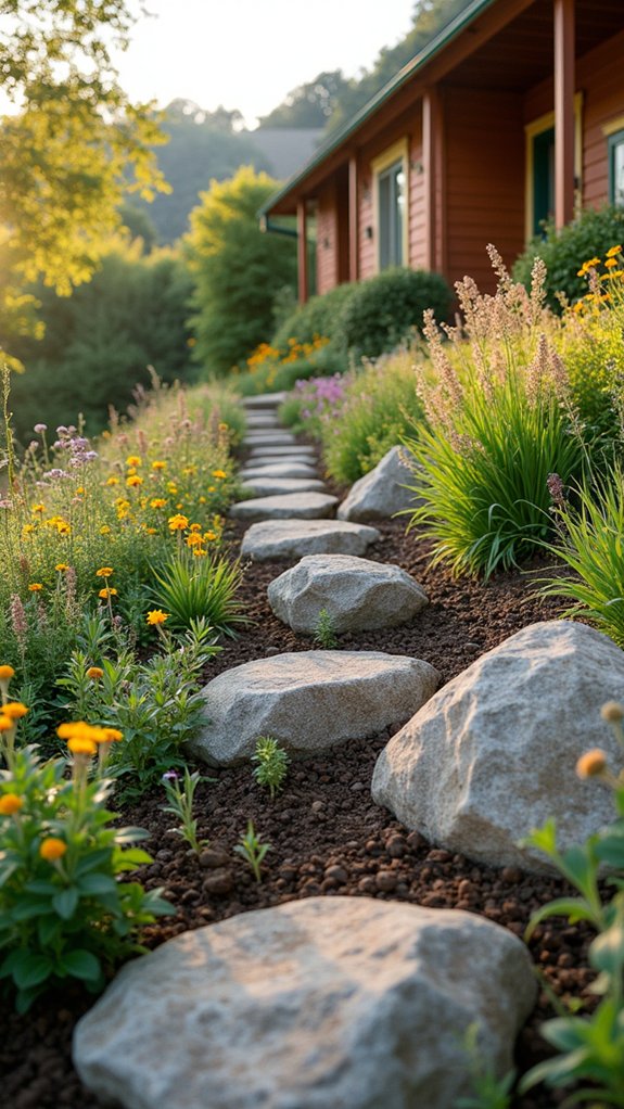 natural garden borders using boulders