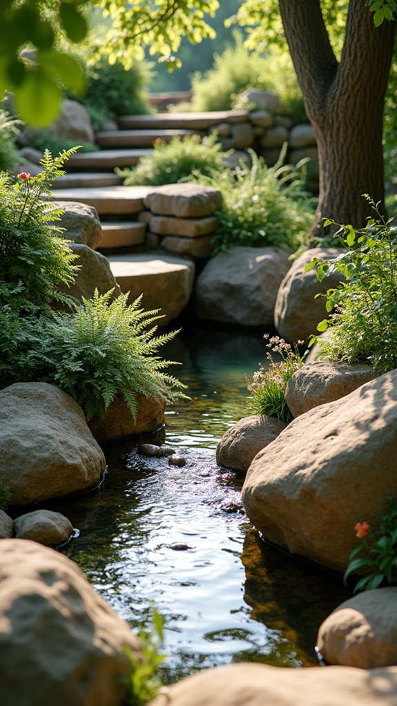 natural pond with boulders