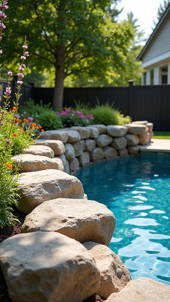 natural stone pool borders