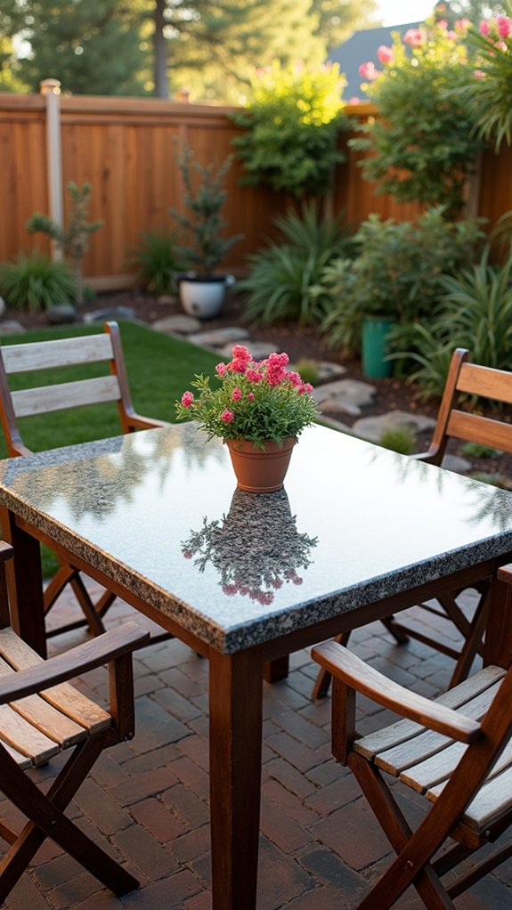 polished granite patio tables