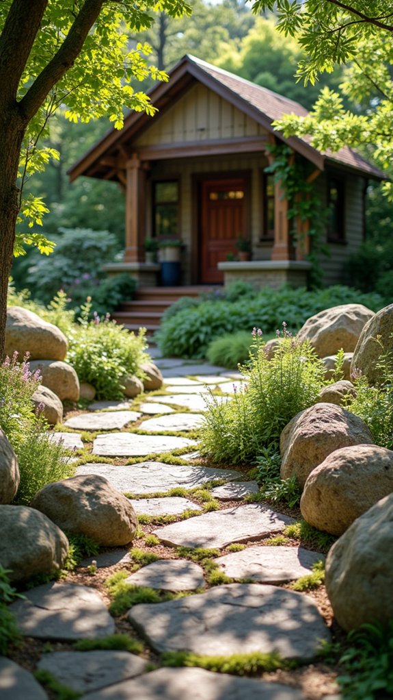 rock border garden paths