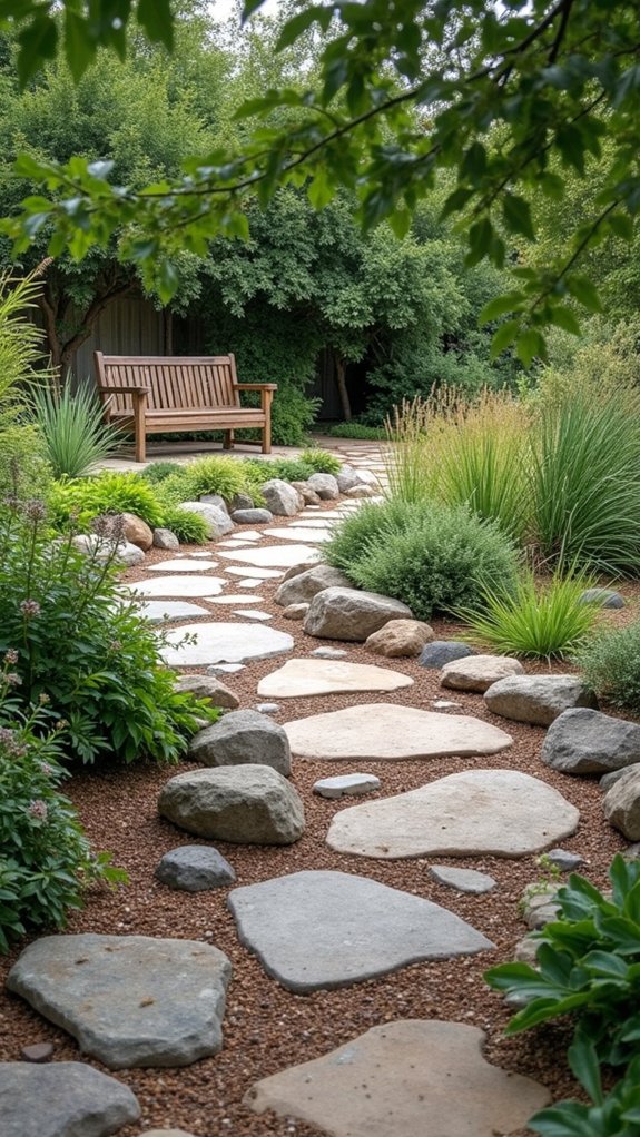 rock edged garden pathway design