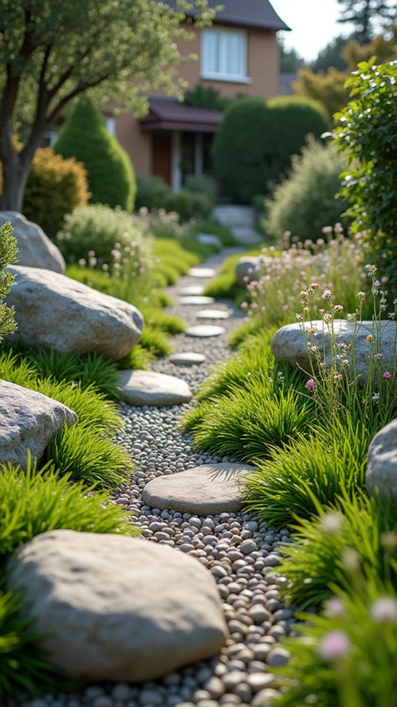 rock gardens with grass