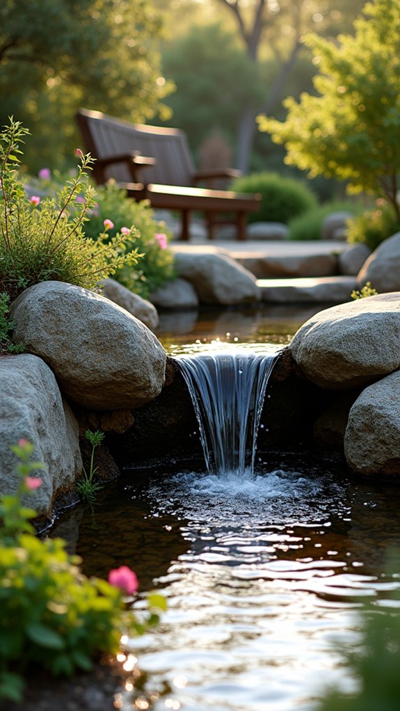 rock waterfall enhances tranquility