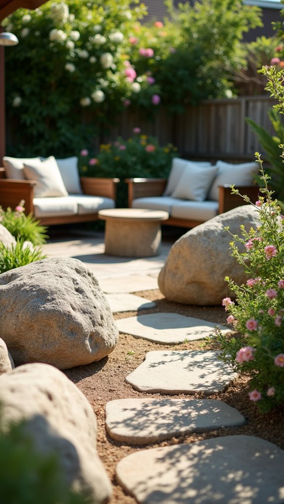 rocks define outdoor areas