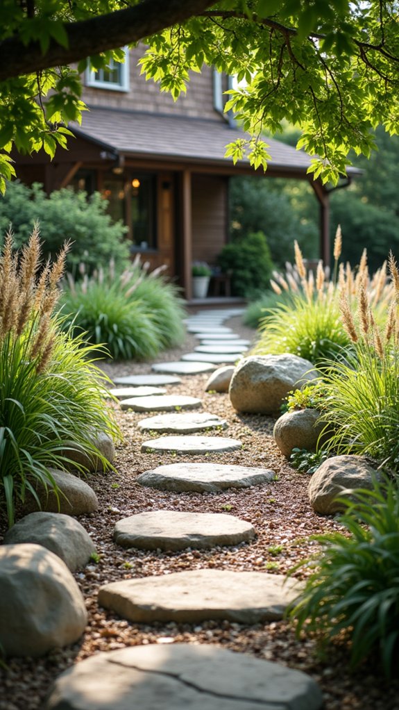 rocks enhance pathway aesthetics