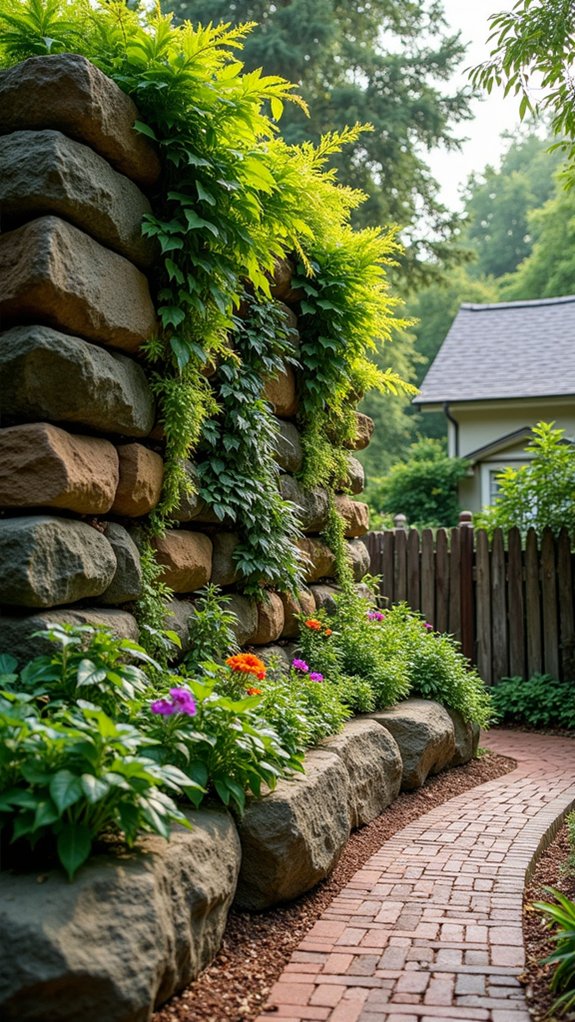 rocks enhance vertical gardens