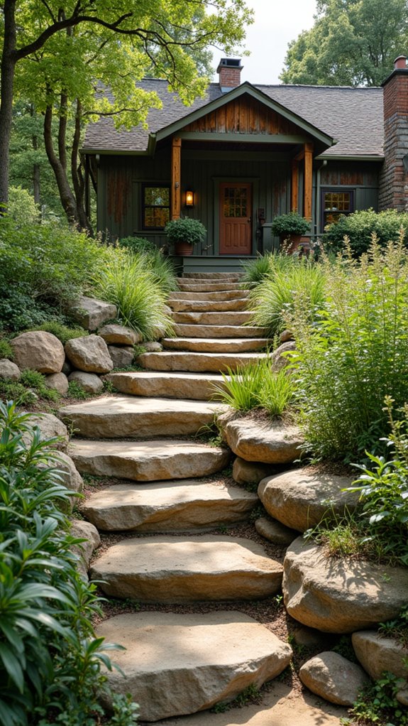 rustic boulder garden staircase