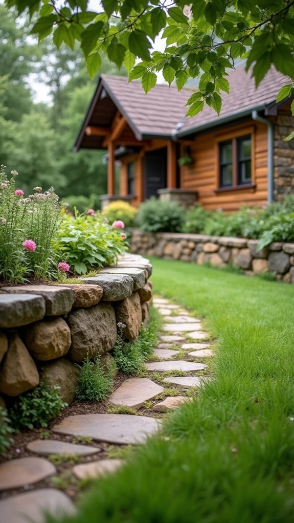 rustic boulders soft grass