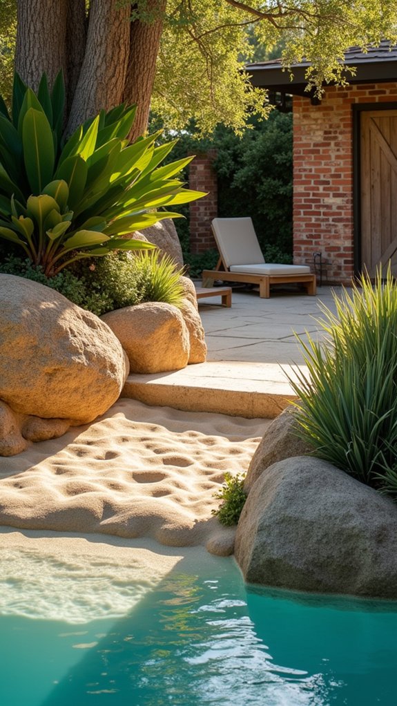 sandy beach pool entry