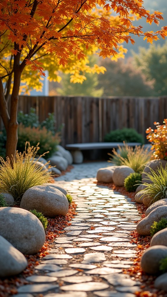 seasonal garden boulder decor