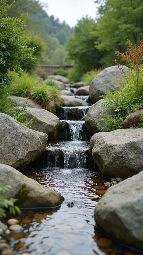 serene cascading rock garden