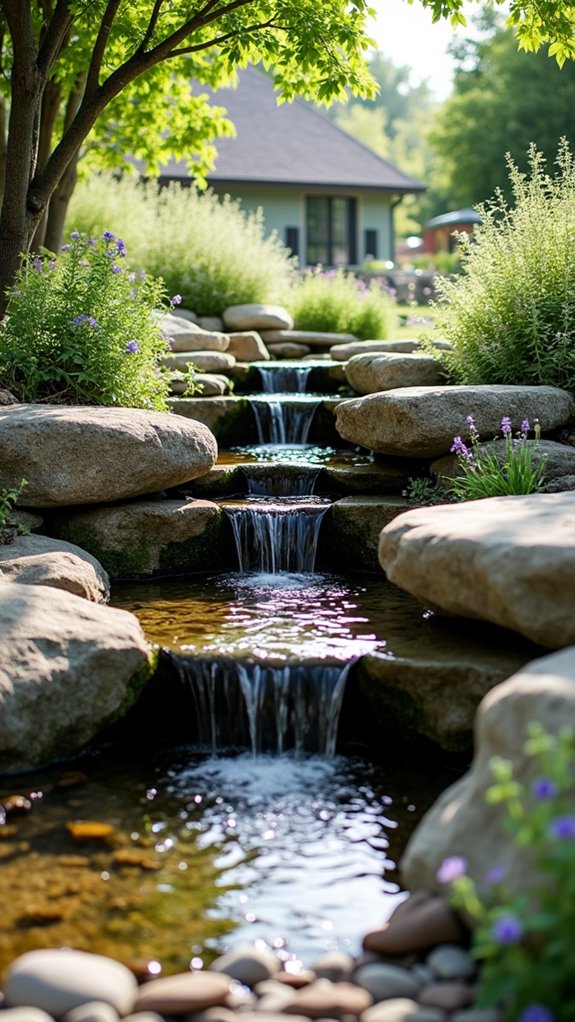 serene stone water feature
