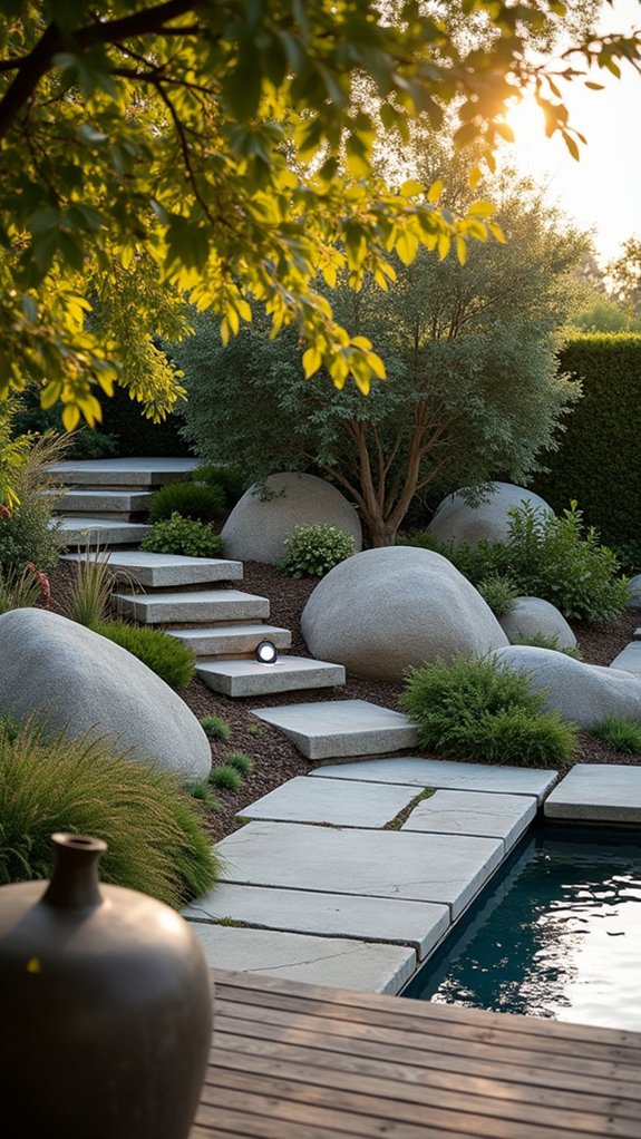 soft lighting highlights boulders