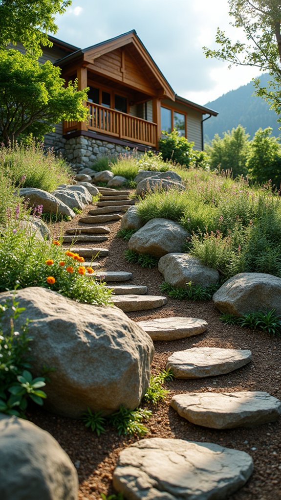 terraced boulders for stabilization