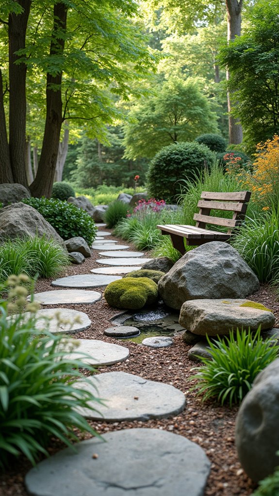 themed garden with stones