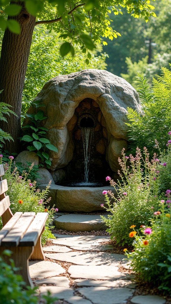 tranquil garden fountain nook