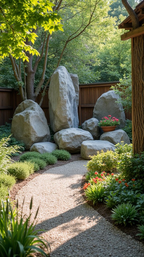 unique backyard boulder art