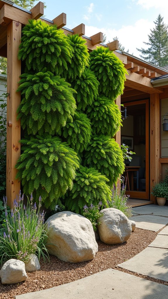 vertical gardens with boulders