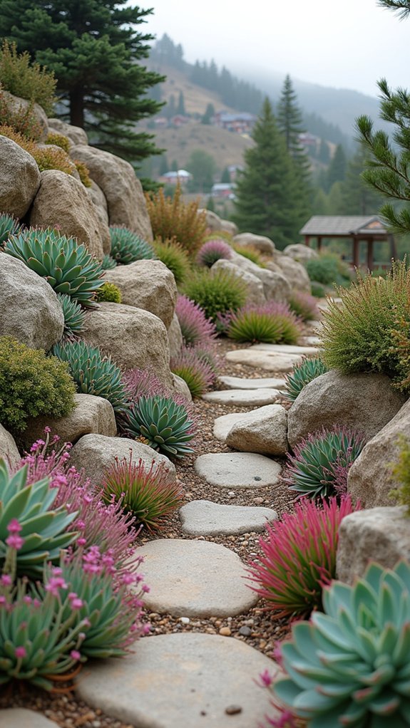 vibrant alpine succulent garden