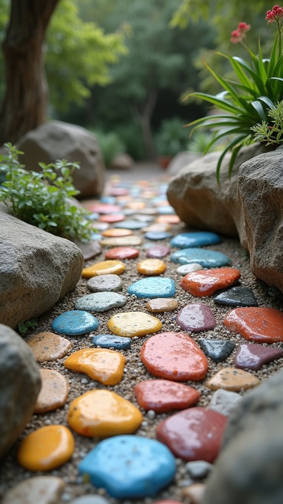 vibrant stones and flowers
