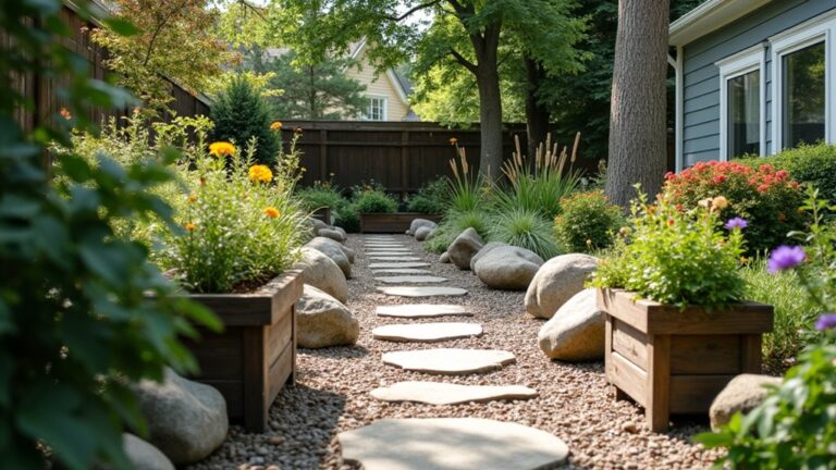 balanced landscaping with planters