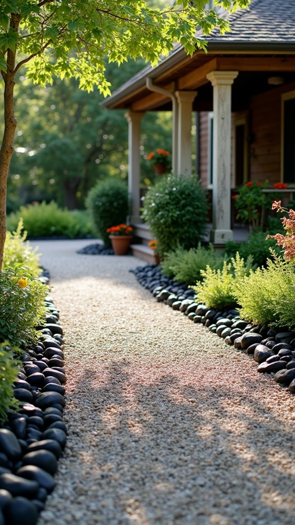 black river rock edging