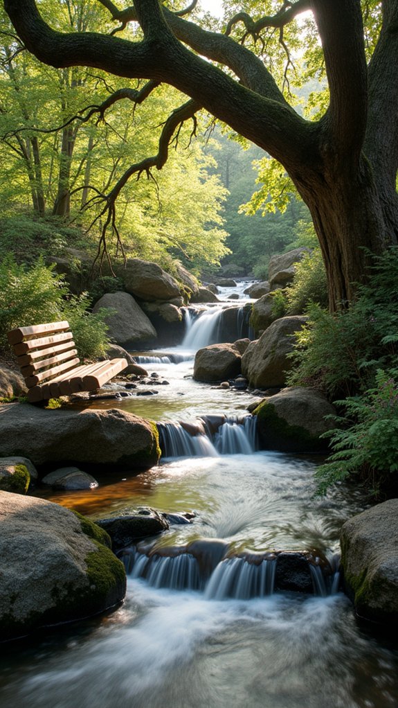 cascading waterfalls and rocks